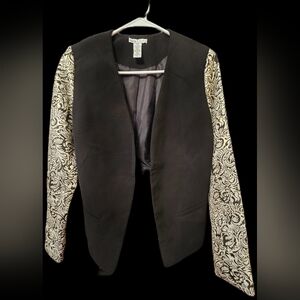 Bar III Black Blazer with White Patterned Sleeves